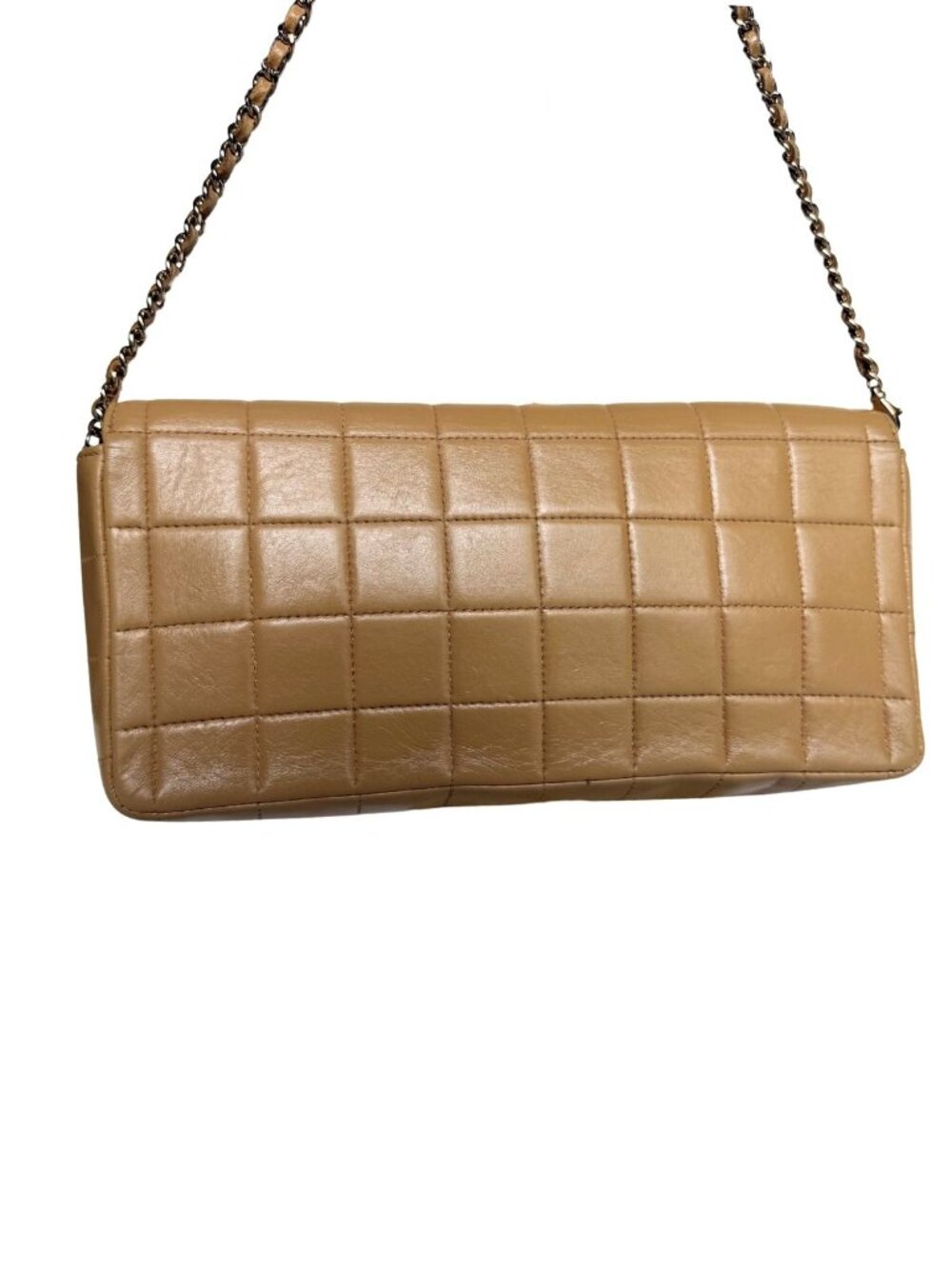 Authentic Vintage Chanel Beige Choco Bar Lambskin Chain Shoulder Bag - Picture 3 of 12